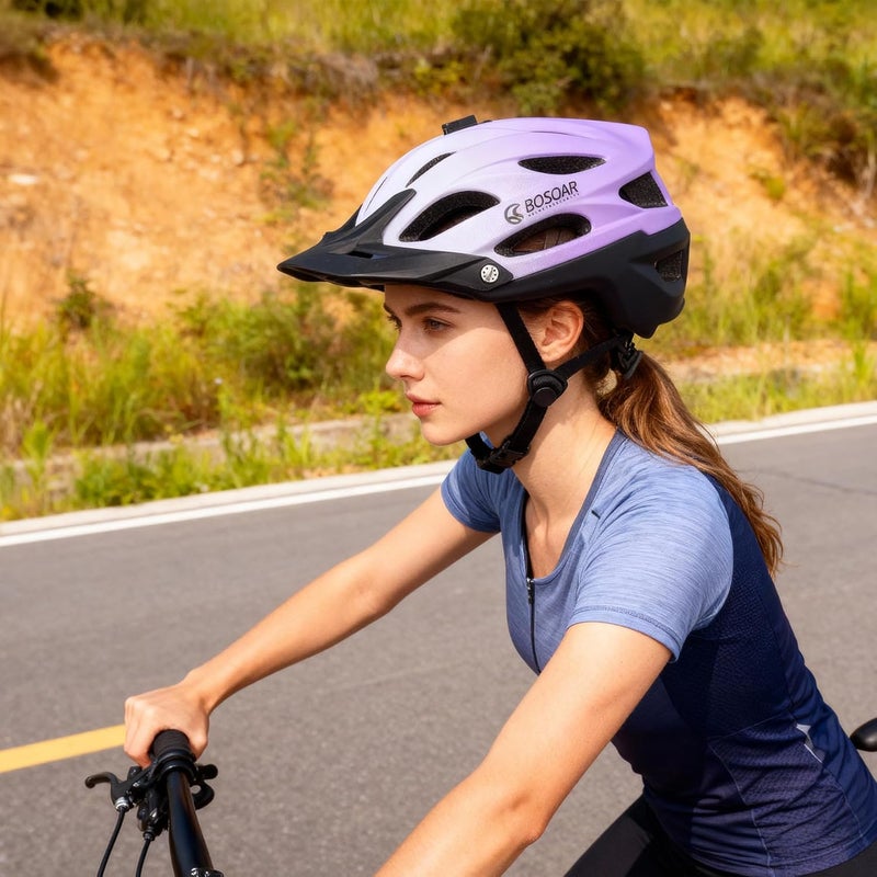 Bosoar Mountain Bike Helmet,Adult Cycling Helmet with Camera Mount and Detachable Visor for Men Women Youth,Suggested Fit 55-61 Cm - Image 2